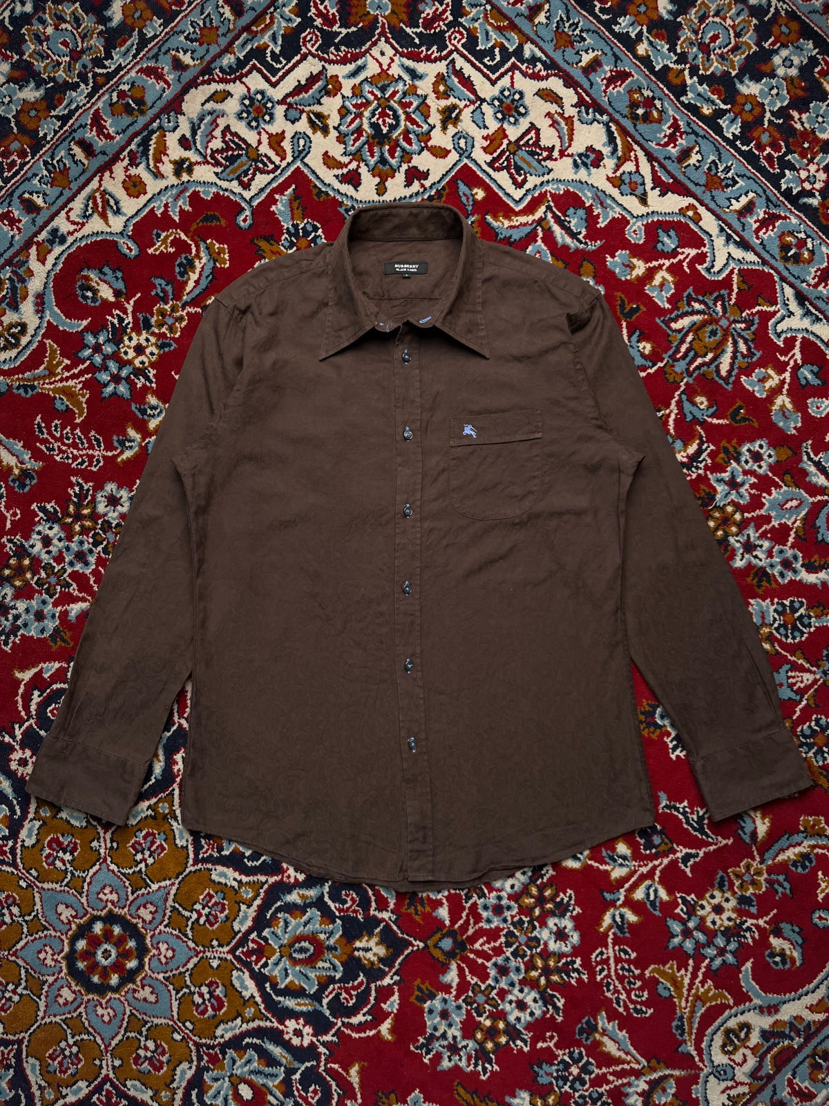 Burberry  Brown Jacquard Floral Button Down Shirt - M