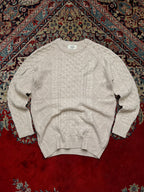 Meteor Korea Oatmeal Beige Chunky Cable Knit Crewneck Sweater - M