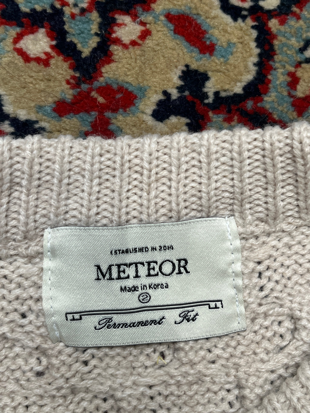 Meteor Korea Oatmeal Beige Chunky Cable Knit Crewneck Sweater - M