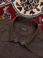 Burberry  Brown Jacquard Floral Button Down Shirt - M
