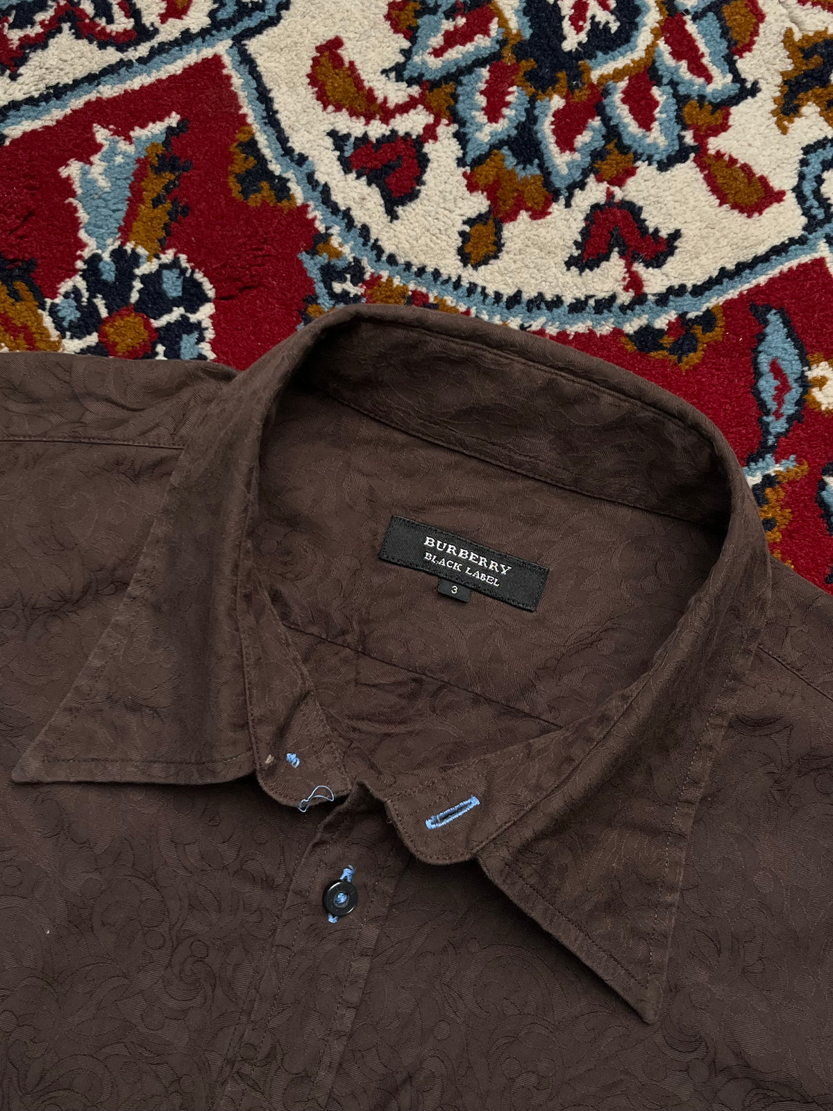 Burberry  Brown Jacquard Floral Button Down Shirt - M