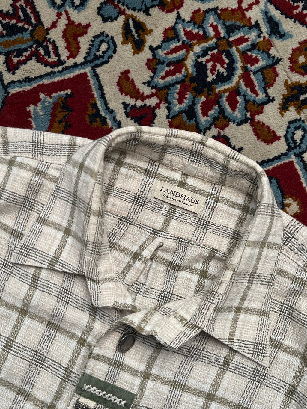 Vintage Landhaus C&A Trachten Plaid Bavarian Oktoberfest Metal Button Down Shirt - L