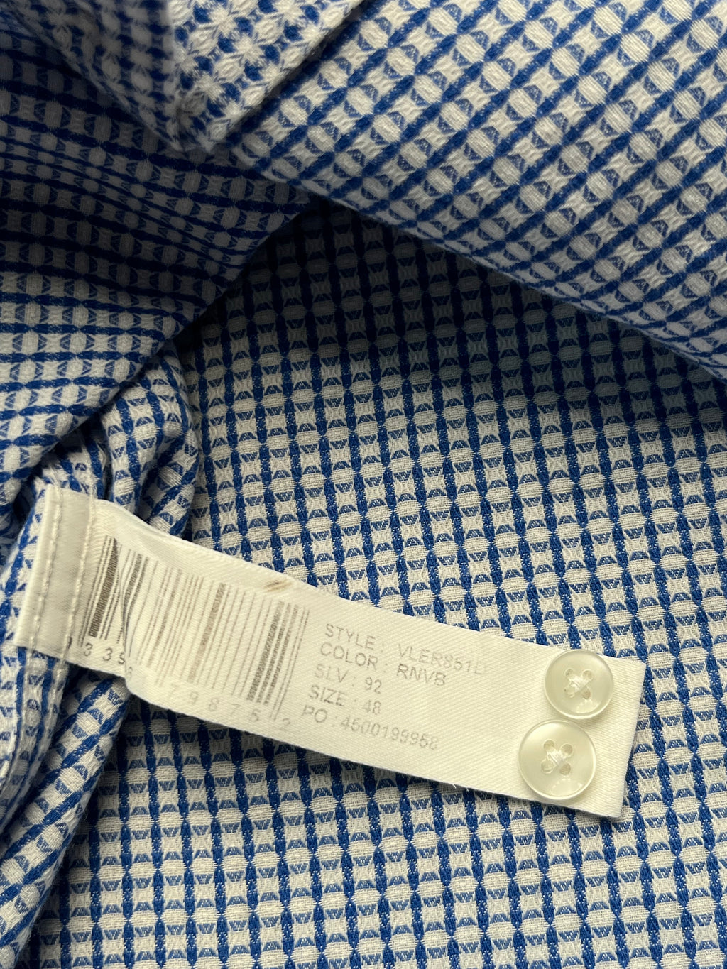 Van Heusen Blue Check Tailored Easy Care Button Down Shirt  - XL
