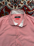 Balenciaga Red White Pinstripe Puro Cotone Button Down Shirt - L