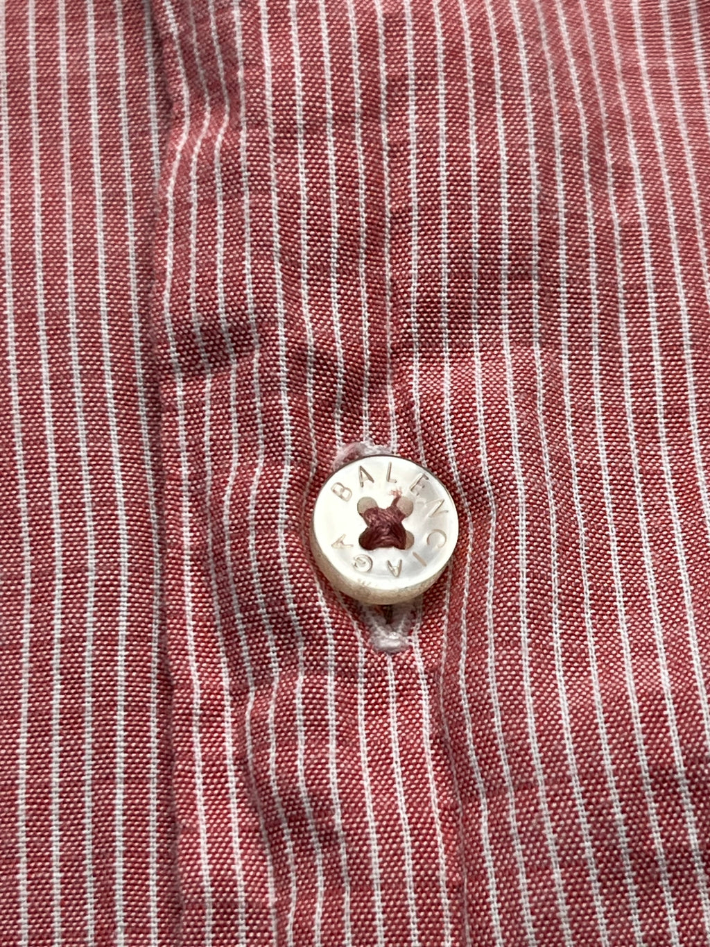 Balenciaga Red White Pinstripe Puro Cotone Button Down Shirt - L