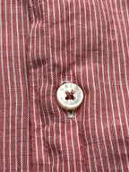 Balenciaga Red White Pinstripe Puro Cotone Button Down Shirt - L