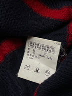 Polo Ralph Lauren Lambswool Navy Red Striped Yellow Pony Crewneck Sweater - L