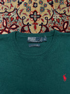 Polo Ralph Lauren Lambswool Forest Green Red Pony Crewneck Sweater - L