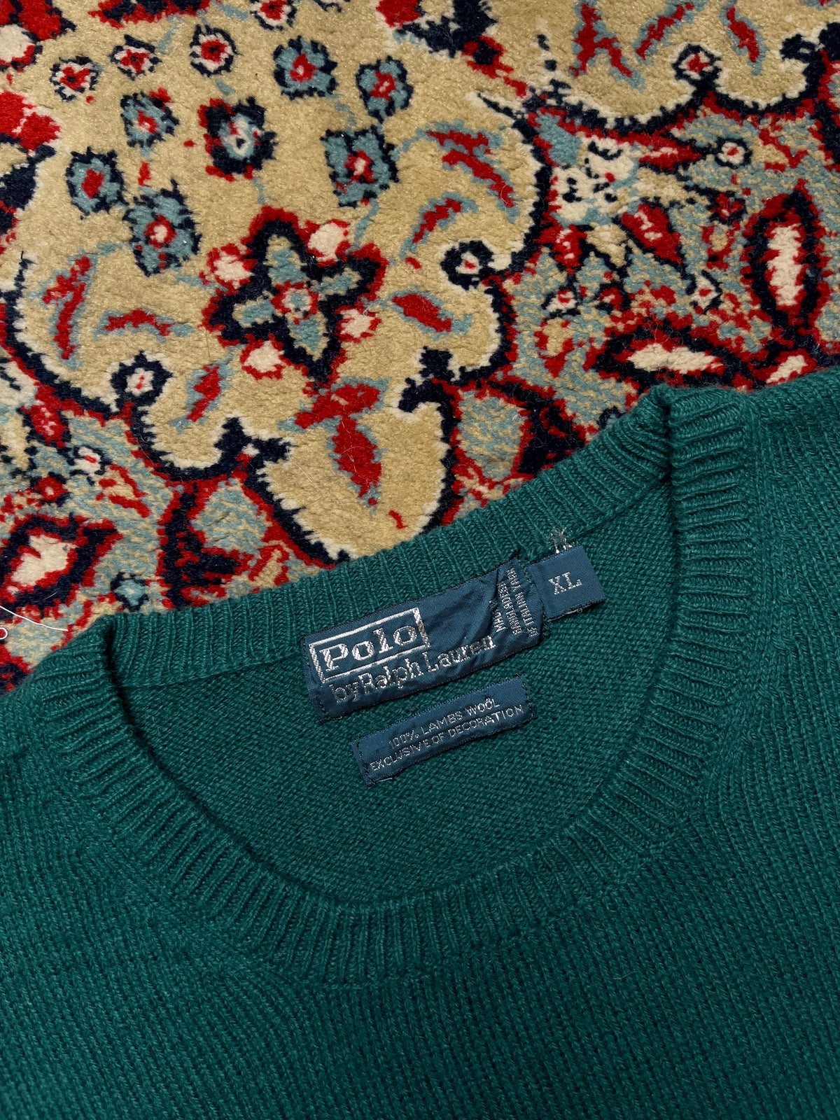Polo Ralph Lauren Lambswool Forest Green Red Pony Crewneck Sweater - L
