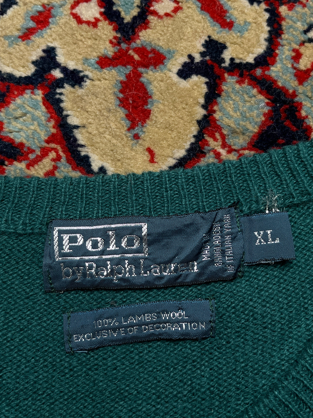 Polo Ralph Lauren Lambswool Forest Green Red Pony Crewneck Sweater - L