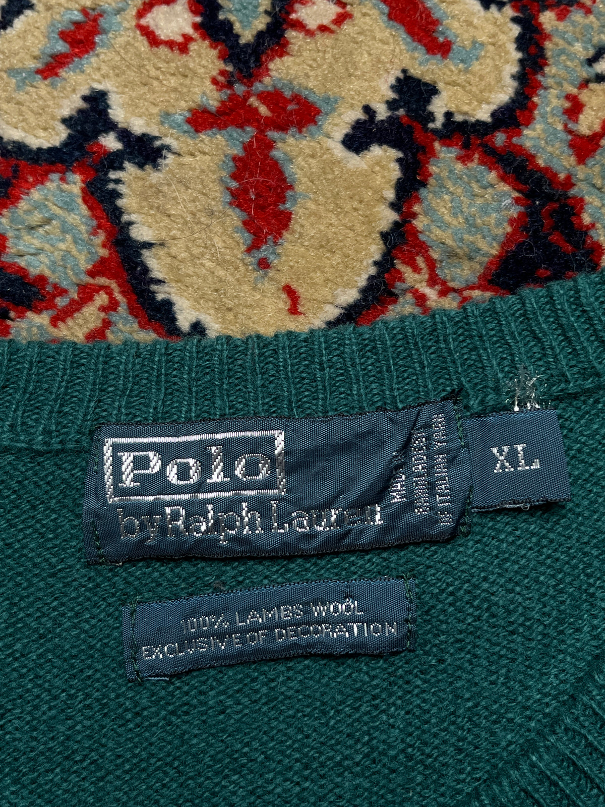 Polo Ralph Lauren Lambswool Forest Green Red Pony Crewneck Sweater - L