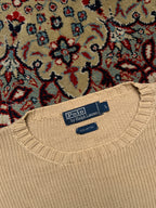 Vintage Polo Ralph Lauren Beige Relaxed Fit Heavy Cotton Knit Crewneck Pullover Sweater - L