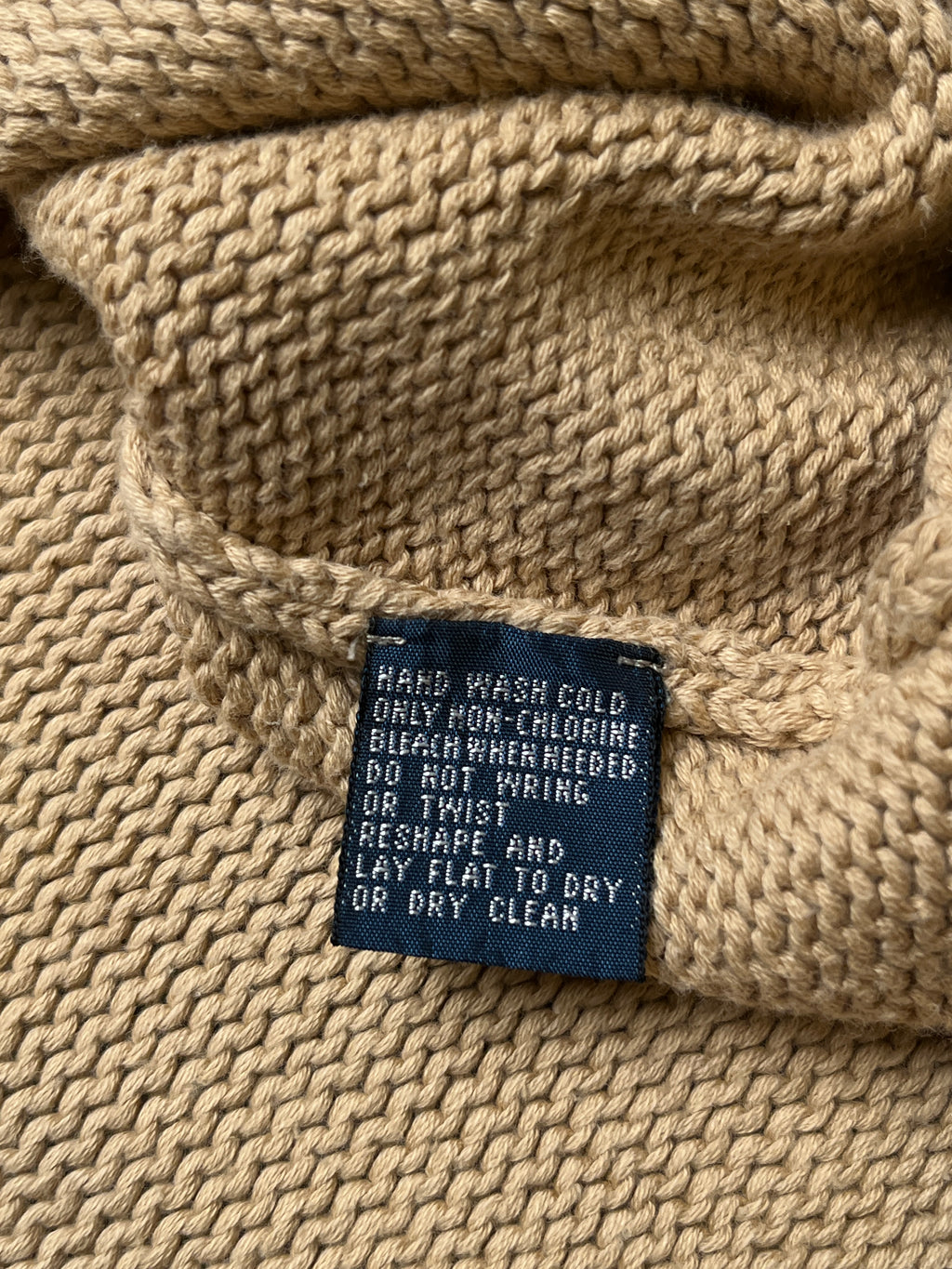 Vintage Polo Ralph Lauren Beige Relaxed Fit Heavy Cotton Knit Crewneck Pullover Sweater - L
