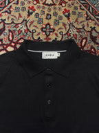Ziozia Solid Black Fine Knit Polo Sweater - M