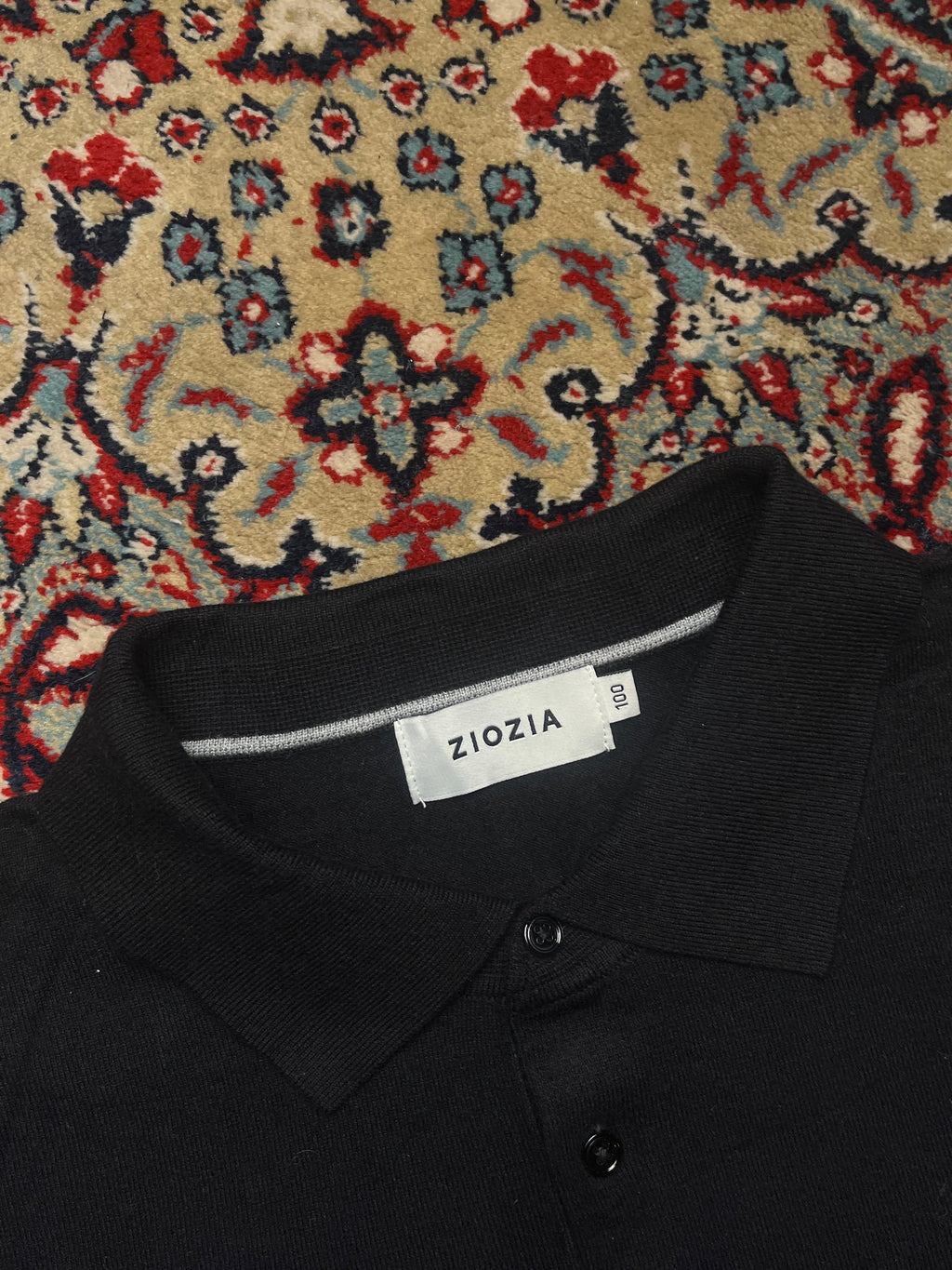 Ziozia Solid Black Fine Knit Polo Sweater - M
