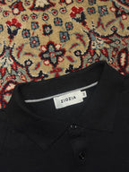 Ziozia Solid Black Fine Knit Polo Sweater - M