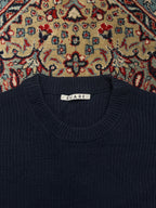 Suare Navy Blue Waffle Knit Crewneck Pullover Sweater - L