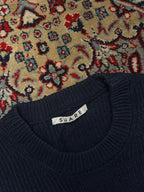 Suare Navy Blue Waffle Knit Crewneck Pullover Sweater - L