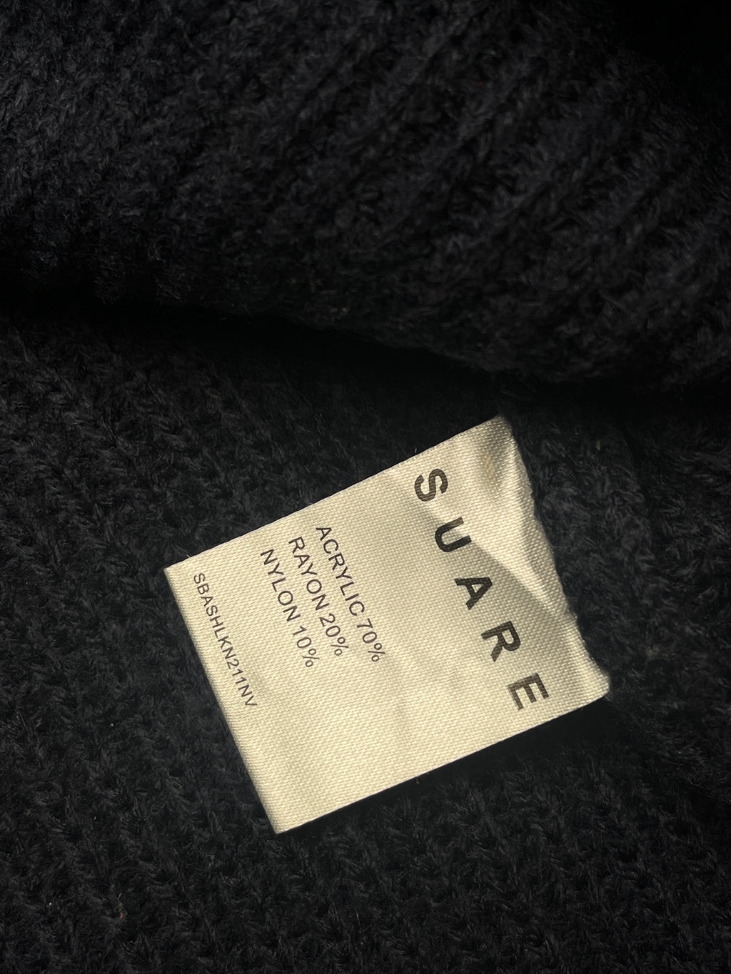 Suare Navy Blue Waffle Knit Crewneck Pullover Sweater - L