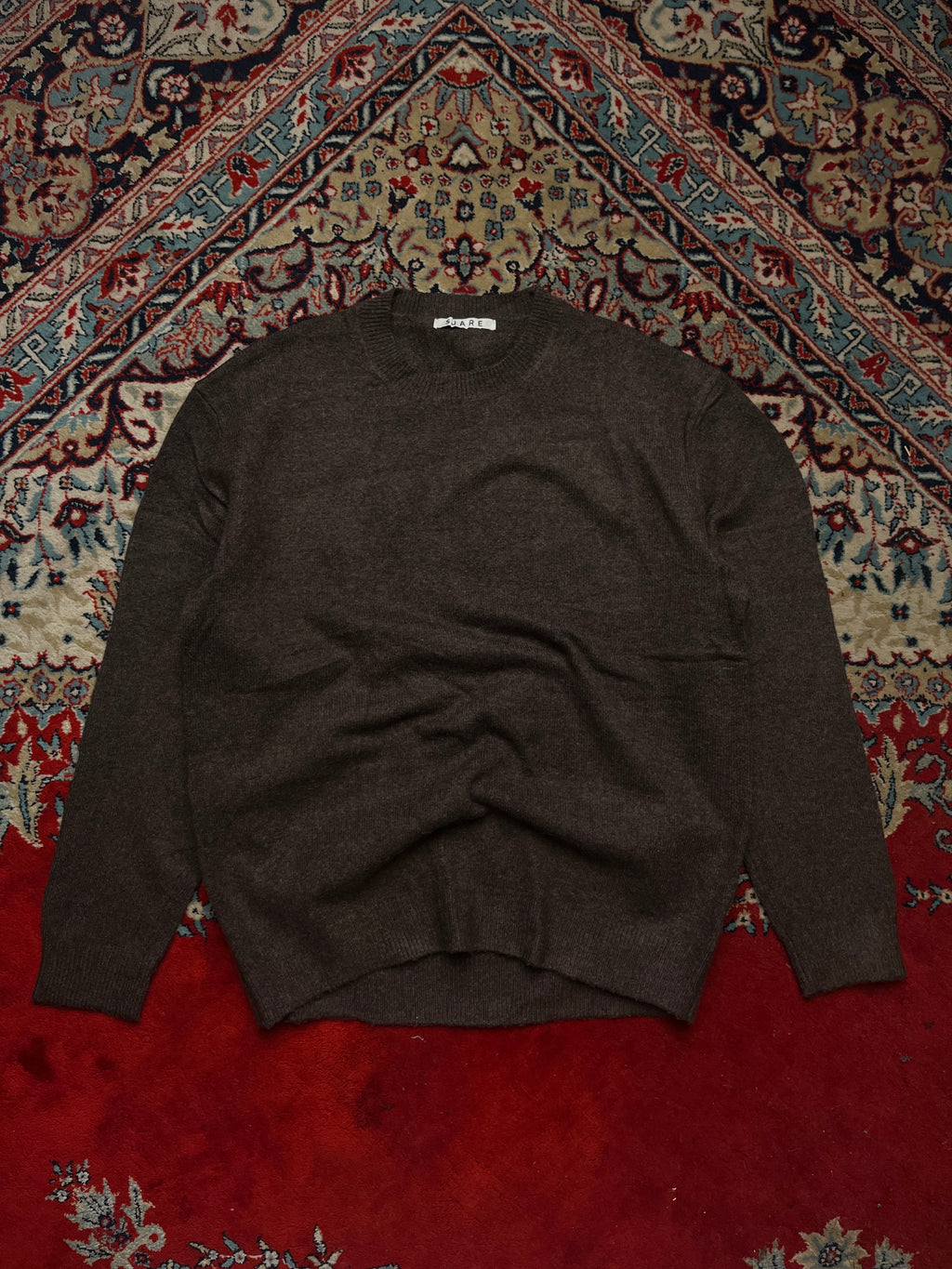 Suare Daily Round Dark Brown Knit Crewneck Pullover Sweater - M