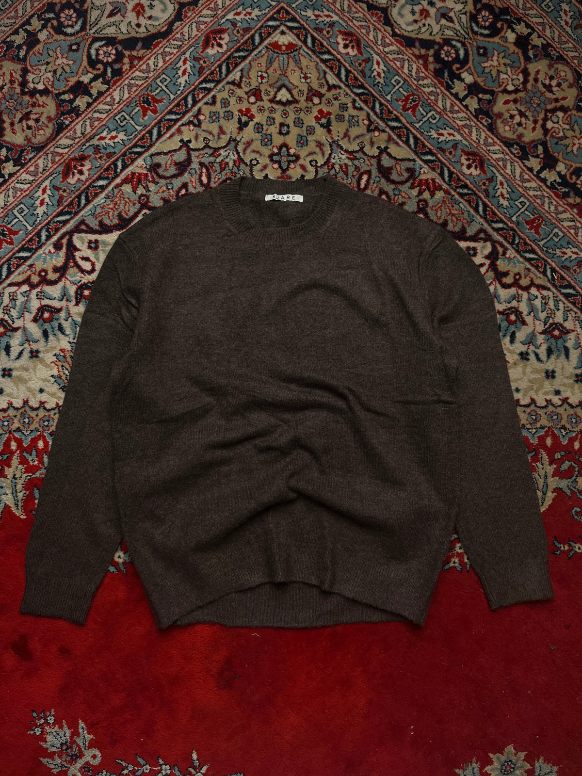 Suare Daily Round Dark Brown Knit Crewneck Pullover Sweater - M