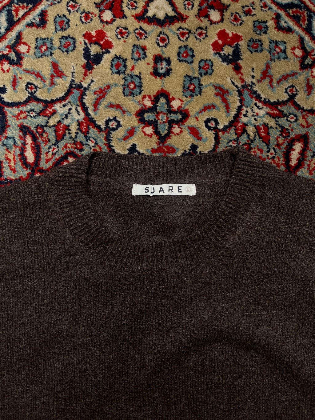 Suare Daily Round Dark Brown Knit Crewneck Pullover Sweater - M
