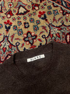 Suare Daily Round Dark Brown Knit Crewneck Pullover Sweater - M