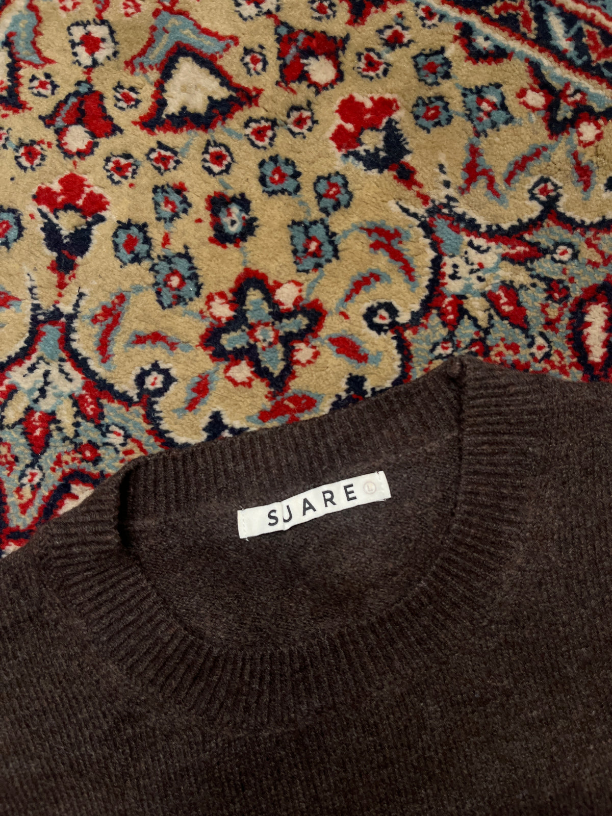 Suare Daily Round Dark Brown Knit Crewneck Pullover Sweater - M