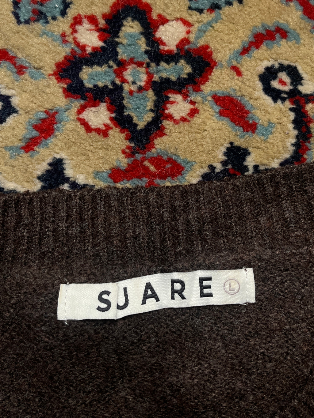 Suare Daily Round Dark Brown Knit Crewneck Pullover Sweater - M