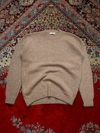 Loafer Korea Two Tone Colorblock Beige Brown Wool Crewneck Pullover Sweater - L
