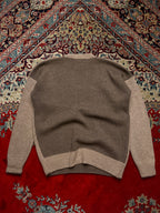 Loafer Korea Two Tone Colorblock Beige Brown Wool Crewneck Pullover Sweater - L