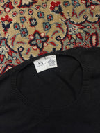 Armani Exchange Spellout Big Logo Distressed Cotton Wool Black Knit Crewneck Sweater - L