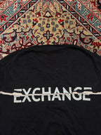 Armani Exchange Spellout Big Logo Distressed Cotton Wool Black Knit Crewneck Sweater - L