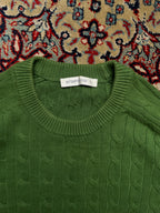 Intempomood Green Cable Knit Crewneck Pullover Sweater - L