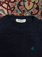 Beanpole Wool Cable Knit Navy Blue Crewneck Sweater - M