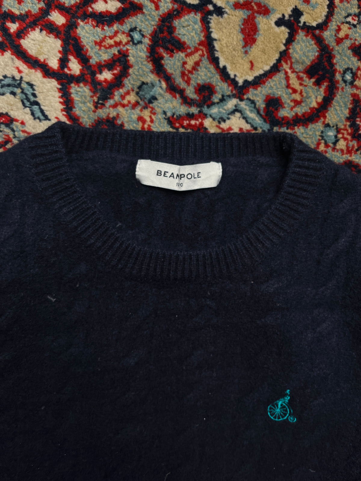 Beanpole Wool Cable Knit Navy Blue Crewneck Sweater - M