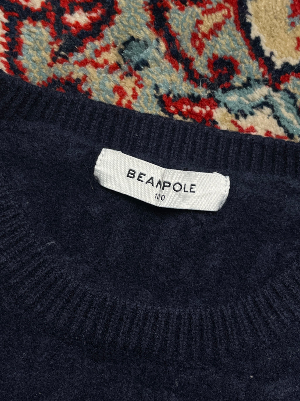 Beanpole Wool Cable Knit Navy Blue Crewneck Sweater - M