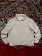Giordano Oatmeal Beige Cable Knit Collared Button Pullover Sweater - S
