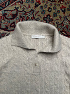 Giordano Oatmeal Beige Cable Knit Collared Button Pullover Sweater - S