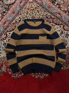 TOPTEN Block Striped Pocket Knit Crewneck Wool Sweater - M