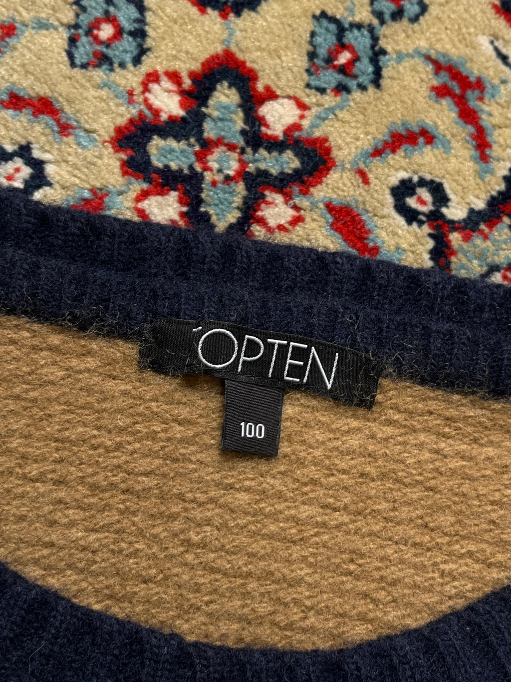 TOPTEN Block Striped Pocket Knit Crewneck Wool Sweater - M