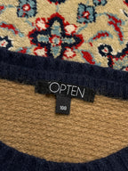 TOPTEN Block Striped Pocket Knit Crewneck Wool Sweater - M