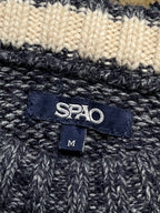 SPAO Chunky Marled Cable Knit Striped Crewneck Sweater - M