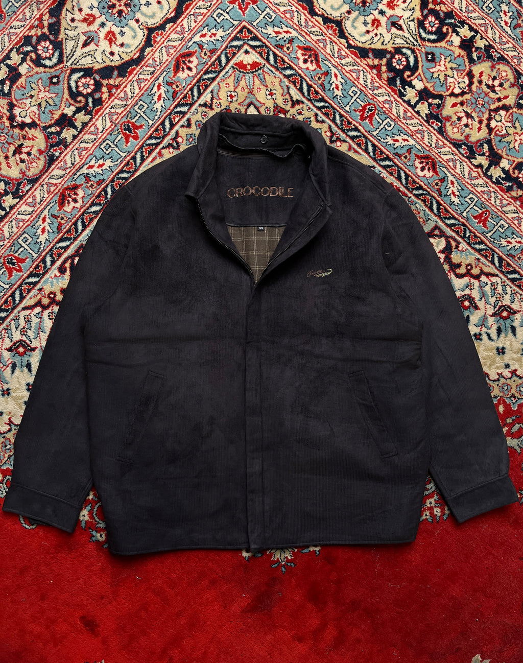 Vintage Crocodile Faux Suede Harrington Bomber Jacket - L