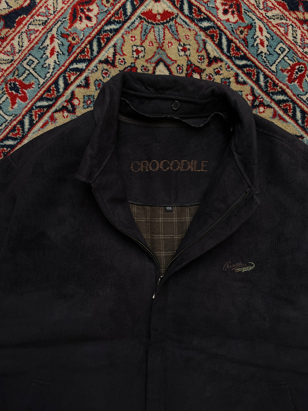 Vintage Crocodile Faux Suede Harrington Bomber Jacket - L