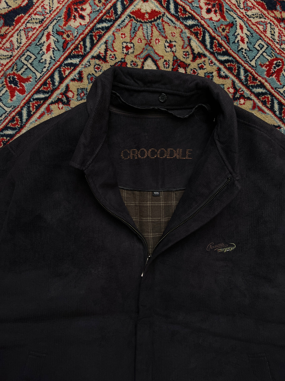 Vintage Crocodile Faux Suede Harrington Bomber Jacket - L
