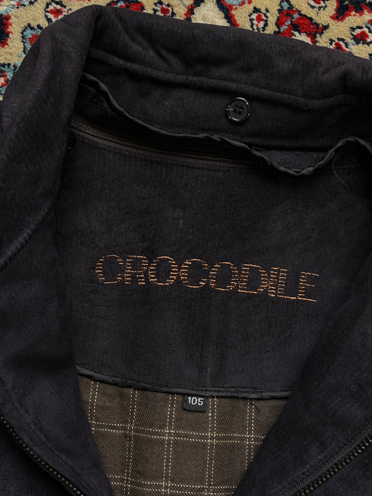 Vintage Crocodile Faux Suede Harrington Bomber Jacket - L