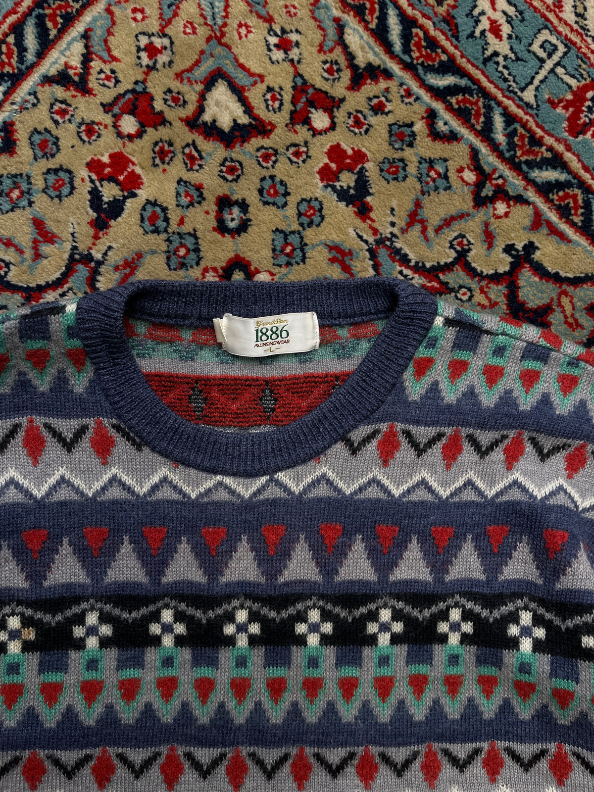 Vintage Grand Slam Munsingwear Fair Isle Aztec Geometric Knit Sweater - M