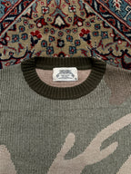 Arcato Abstract Camo Textured Ribbed Knit Crewneck Sweater - M