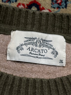 Arcato Abstract Camo Textured Ribbed Knit Crewneck Sweater - M